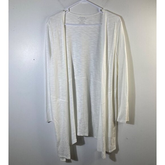 Womens Chicos The Ultimate Tee Open Front Cardigan Long Sleeve White M - Picture 1 of 8